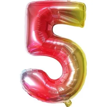 Balónek Fóliový balónek 80 cm - číslice 5 - duhový - 24227