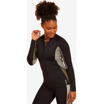 DECATHLON Dámské tričko na aqua fitness a aqua biking s dlouhým rukávem Phoebe 40 ZELENÁ|ČERNÁ