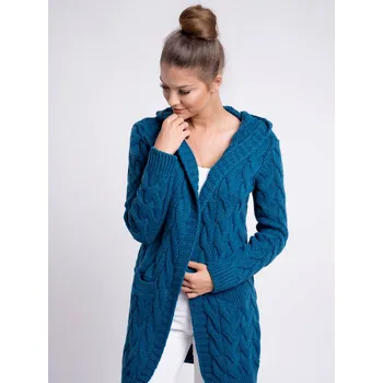 Dámský svetr Nádherný pletený kardigan GLORIA petrolejový, VELIKOST L/XL