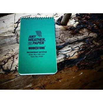 Voděodolný zápisník čtverečkovaný 76x130 mm, 30 listů - zelený, Modestone