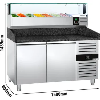 Lednice G.Gastro Chladicí pizza stůl PREMIUM - 1,5 x 0,8 m - se 2 dveřmi