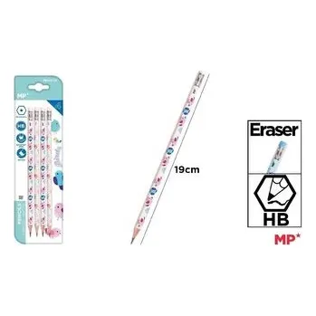 Set školních potřeb Ołówek z gumką HB 4szt Ptaki