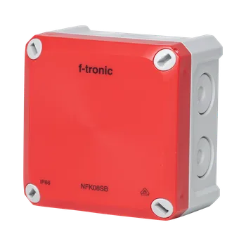 Elektroinstalační krabice F-TRONIC 7340210 Rozbočovací krabice IP66 NFK08SB, 85x85x54mm, pro bezpečnostní osvětlení, šedá/červená