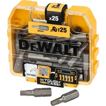 Bit DT7962 DeWALT sada bitů Torx T25, délka 25 mm, balení 25 ks, v ToughCase krabičce (šroubovací bity Torx T20)