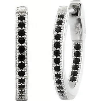 Náušnice Stříbrné kruhové náušnice JASMIN 17 mm s černými Brilliance Zirconia JJJE0105B