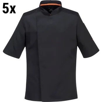 Gastro oděv G.Gastro (5 pieces) MeshAir Pro Short Sleeve Chef Jacket – Men's - Slim Fit - Black - Size S