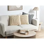 Sada 2 dekoračních všívaných polštářů béžová bavlna 45 x 45 cm s abstraktním vzorem Beliani