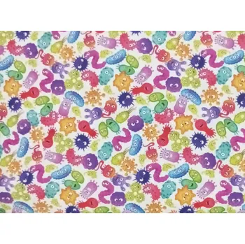 Bavlněná látka Veselí mikrobi - digitální tisk