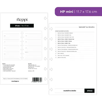Kancelář Fleppi Náplň do diáře - Kalendář na zkoušku - nedatovaný Vyberte velikost náplně: HP mini