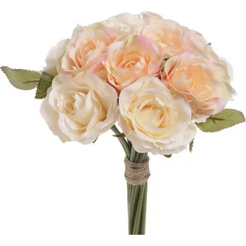 umělá květina Svazek umělých růží meruňková 12 kusů