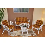 Axin Trading s.r.o. Ratanová sedací souprava Bahama velká bílá, polstr okrový