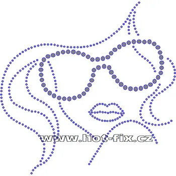 S035-B - tvář nažehlovací hot-fix kamínková aplikace na textil, rozměry cca 15,9x15,6cm barva: kameny barva 101/N Crystal /stříbrná