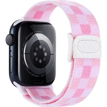 Gradient nylonový řemínek na Apple Watch Ultra/Ultra 2 49mm/SE/SE 2022/2023 44mm/9/8/7 45mm/6/5/4 44mm/3/2/1 42 mm - růžové kostičky