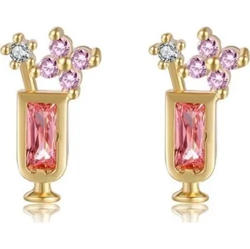 Náušnice Flamenco Mystique Elegantní náušnice z chirurgické oceli pozlacené 14karátovým zlatem, světle zlatá, velikost 1 x 0,5 cm