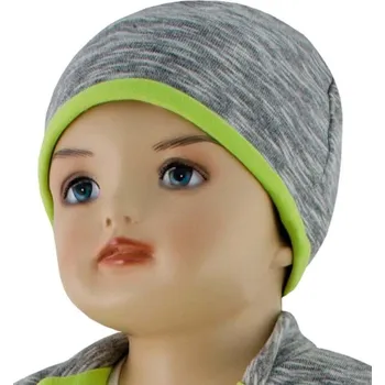 Kojenecká čepice ESITO Dětská čepice David Šedý melír + zelená, Vel. 62