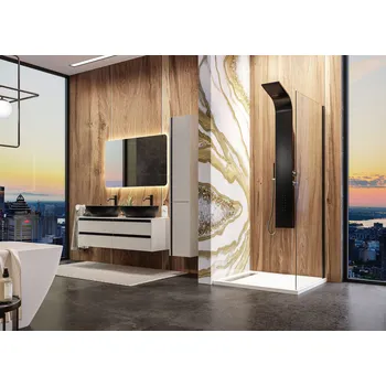 Sprchové dveře Aquatek YES BLACK F1 75 Pevná boční stěna 72-74cm, černá