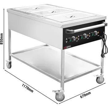 Lednice G.Gastro Termo vozík Bainmarie - 3x GN 1/1 - samostatně ohřevný