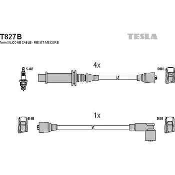 Zapalovací kabel Sada kabelů pro zapalování TESLA T827B