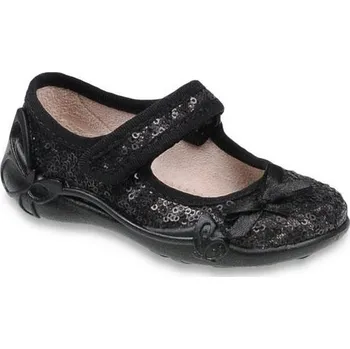 Dívčí obuv 332P028 18 - balerínky na SZ, černá, mašlička Velikost: 19