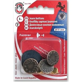 Knoflík Knoflík riflový FOREVER vel. 7 (17mm) varianta staroměď antik