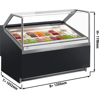 Vinotéka G.Gastro Commercial Ivy Ice Cream Display Freezer – 14 × 5 L Napoli pans - 1292 mm - Ventilated - Black