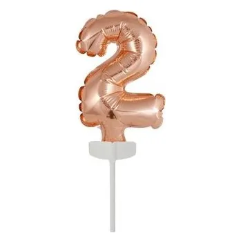 Balónek Balon foliowy mini cyfra 2 różowe złoto 8x12cm