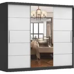 Šatní skříň GOFREDO se zrcadlem, černá/bílá +možnost VÝNOSU + vyzvednutí ZDARMA