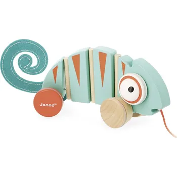 Dřevěná hračka Dřevěný tahací chameleon - Tropik