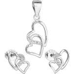 Sada šperků se zirkonem náušnice a přívěsek bílé srdce 19015.1