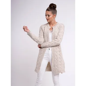 Dámský svetr Nádherný pletený kardigan HARIETT béžový, VELIKOST S/M