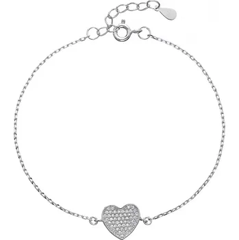 Náramek Stříbrný náramek se zirkony srdce 13007.1
