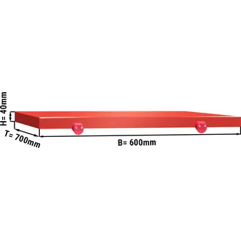 Kuchyňské prkénko G.Gastro Commercial Prep Table Cutting Board 600×700×40 mm – HACCP - Red - PE500 Plastic - 4 Stoppers