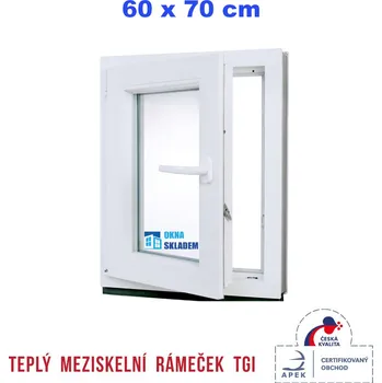 Okno ERKADO Plastové okno 60 x 70 cm bílé otevíravé i sklopné levé