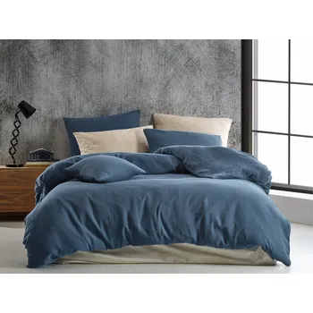 Povlečení Brotex Mušelínové povlečení modré 140 x 200, 70 x 90 cm zipový uzávěr