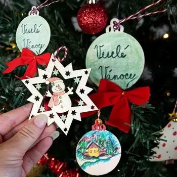 Vánoční ozdoba Dřevěné vánoční ozdoby k vybarvení - velká sada 36 ks