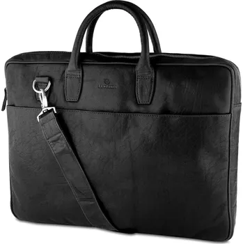 Černá kožená taška Montreal Executive se dvěma zipy - Lucleon