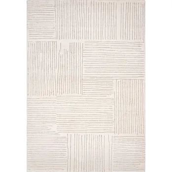 Koberec Nirmal Kusový koberec vlněný ESTONIA EST-33 Ručně tkaný krémový šedý Rozměr: 80x150 cm