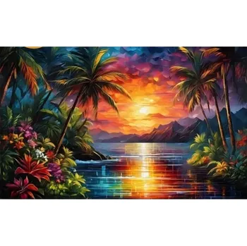 Diamantové malování Diamantové malování - Tropický západ slunce č. 1151 - 65x85cm