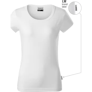 Dámské tričko Rimeck Resist Heavy R04 – dámské pracovní tričko, 200 g, 100% bavlna, praní až na 95 °C Barva: bílá 00 (brand label), Velikost: M