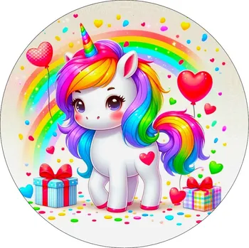 Jedlá dekorace na dort Jedlý obrázek Roztomilý jednorožec Varianta: Jedlý papír