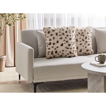 Bytový textil Sada 2 polštářů béžová umělá kožešina 45 x 45 cm měkké nadýchané dekorační polštáře obývací pokoj ložnice Beliani