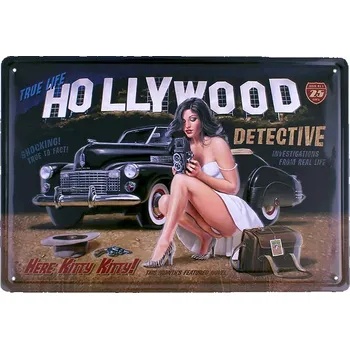 Kovová retro tabule Hollywood 30x20cm (Dekorace na zeď)