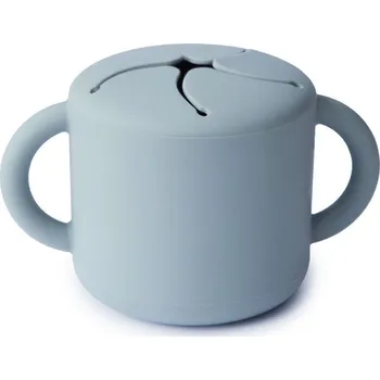 dětská jídelní sada MUSHIE silikonový kelímek na snack Powder Blue
