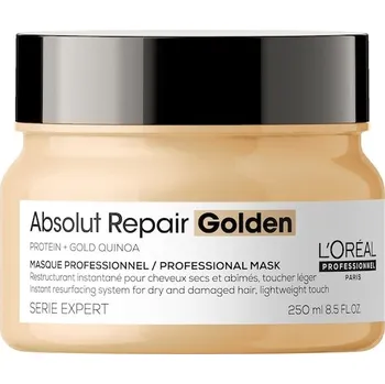 Vlasová regenerace LOreal-Professionnel-Paris Pece-o-vlasy Serie-Expert-Absolut-RepairGold Quinoa + ProteinResurfacing Golden Masque 250 ml (2 080,00 Kč / 1 l)