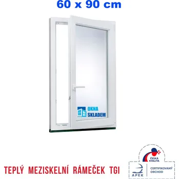 Okno ERKADO Plastové okno 60 x 90 cm bílé otevíravé i sklopné pravé