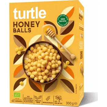 Turtle Medové kuličky Bio kukuřičné celozrnné snídaňové cereálie 300 g