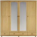 Velká dřevěná šatní skříň DN120 borovice masiv - šířka 200 cm (Šatní skříně z masivu)