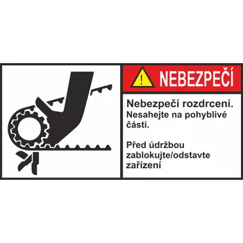 Značení Nebezpečí - nebezpečí rozdrcení, vtažení samolepící vinylová fólie 35x70 mm