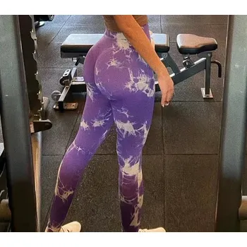 Dámské legíny Dámské legíny s abstraktním vzorem Barva: Purpurová, Velikost: M