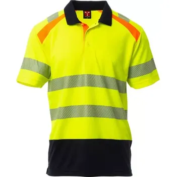 Pánské tričko PAYPER LANE HV polokošile s krátkým rukávem - žlutá_navy 4XL